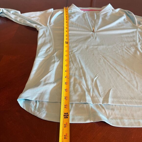 L.L. Bean Womens M Quarter-Zip Pullover Floral Print Performance Top Blue Lightw - Picture 10 of 10